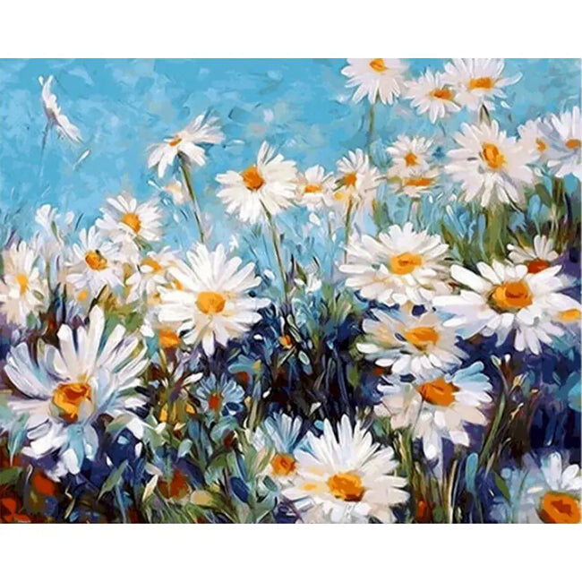 DIY Daisies Paint by Numbers On Canvas - Creative Serenity