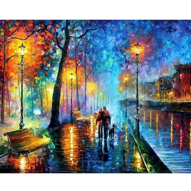 DIY Couple Walking Painting By Numbers Art - Creative Serenity