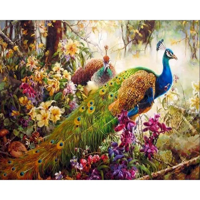 DIY Peacocks Paint by Numbers On Canvas - Creative Serenity