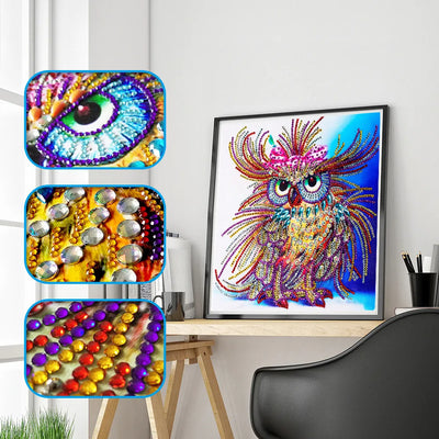 5D Owl DIY Special Shaped Diamond Art Painting 25x25cm - Creative Serenity