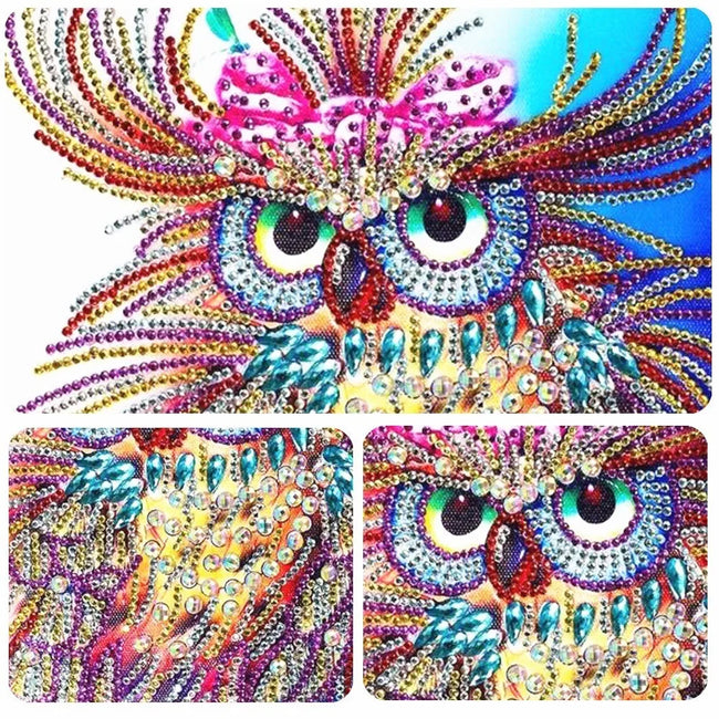 5D Owl DIY Special Shaped Diamond Art Painting 25x25cm - Creative Serenity
