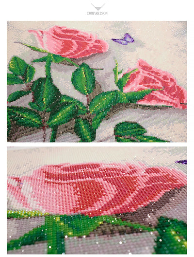 DIY Pink Roses Flowers 5D Diamond Art Painting 30x40cm - Creative Serenity