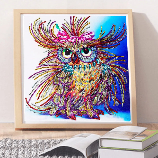 5D Owl DIY Special Shaped Diamond Art Painting 25x25cm - Creative Serenity