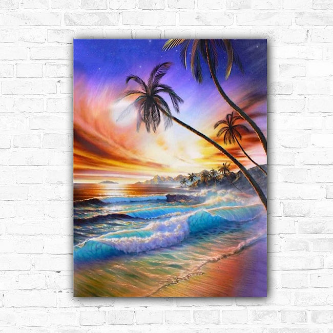 DIY Beach & Palm Trees Acrylic Painting By Numbers - Creative Serenity