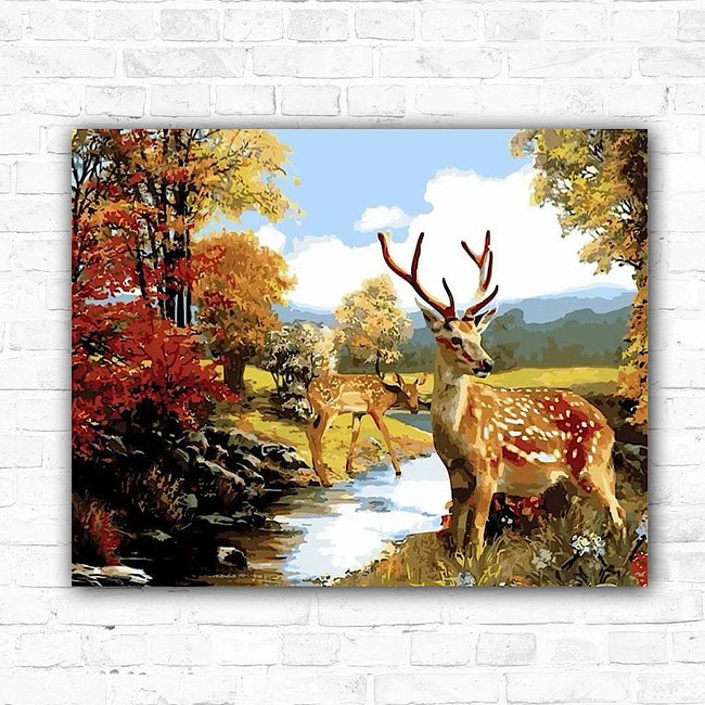 DIY Deer Paint by Numbers On Canvas - Creative Serenity