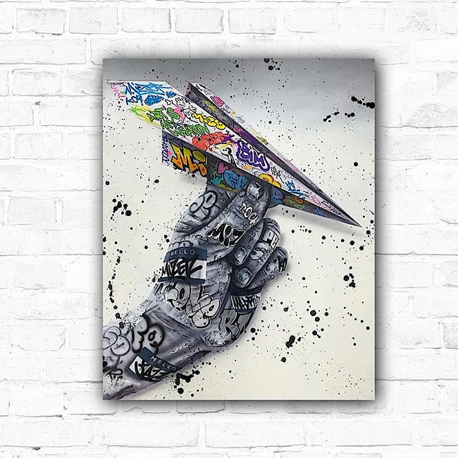 DIY Graffiti Paper Plane Painting By Numbers Art - Creative Serenity