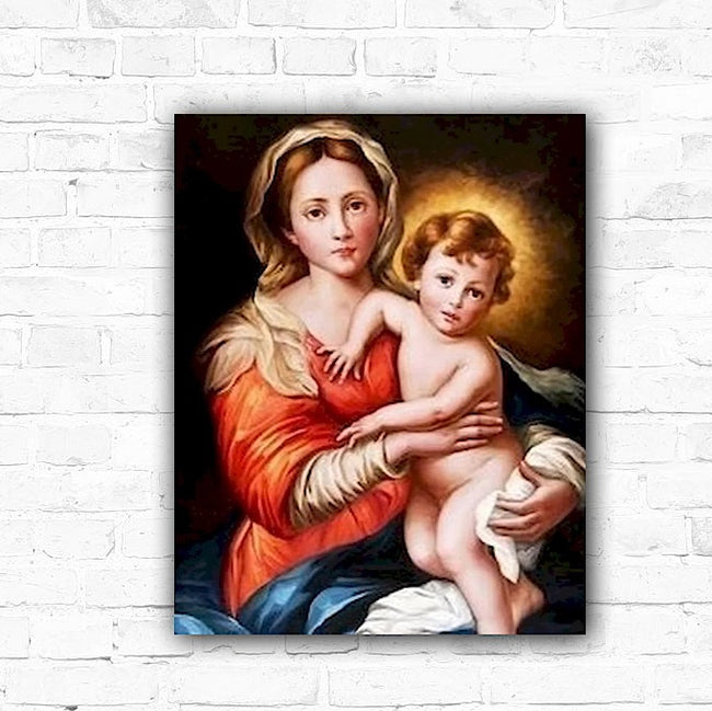 DIY Mary & Baby Jesus Oil Painting By Numbers Art - Creative Serenity