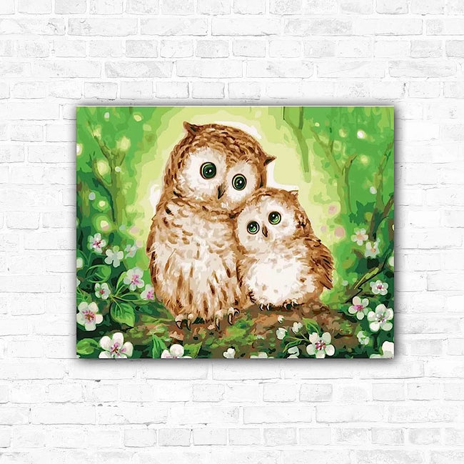 DIY Owls Paint by Numbers On Canvas - Creative Serenity