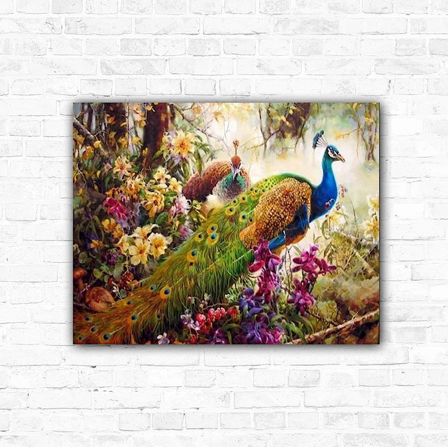 DIY Peacocks Paint by Numbers On Canvas - Creative Serenity