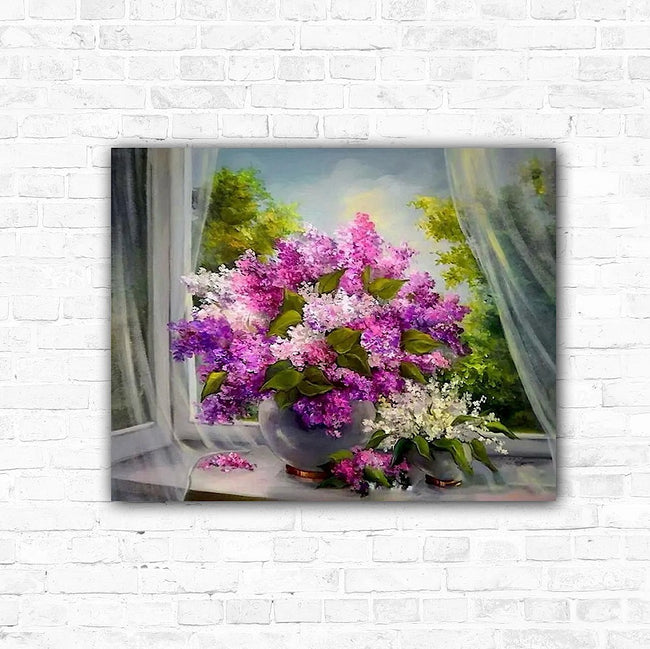 DIY Pink Flowers Paint by Numbers On Canvas - Creative Serenity