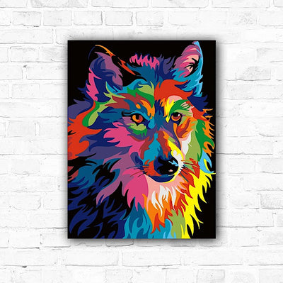 DIY Rainbow Wolf Diamond Art Painting Animals - Creative Serenity