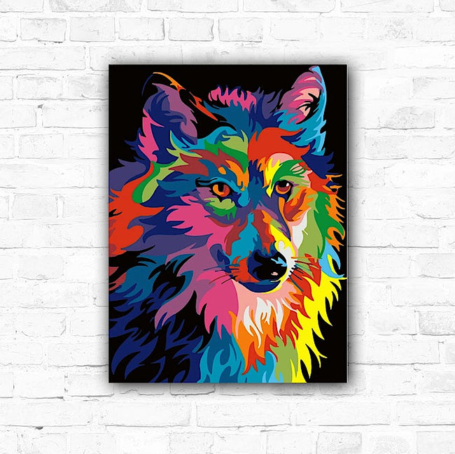 DIY Rainbow Wolf Diamond Art Painting Animals - Creative Serenity