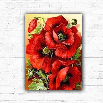DIY Red Flower 5D Diamond Art Painting 30x40cm - Creative Serenity