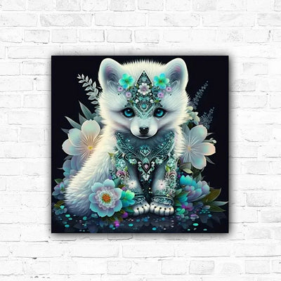 DIY White Fox Diamond Art Painting Kit 20x20cm - Creative Serenity