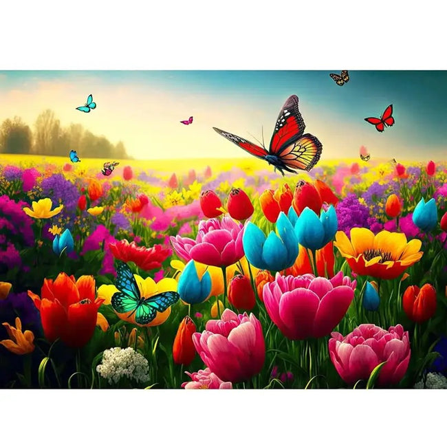 Large Butterflies Flowers 5D DIY Diamond Art Painting - Creative Serenity