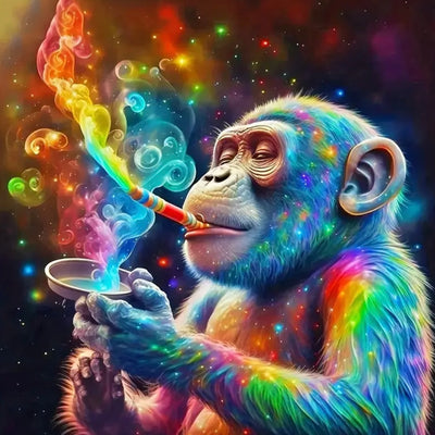 DIY Smoking Monkey Diamond Art Painting 40x40cm - Creative Serenity