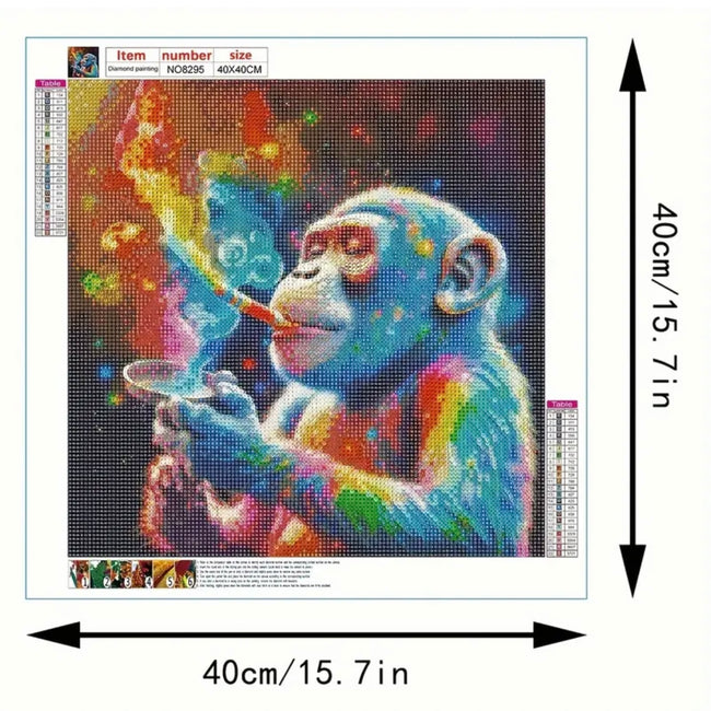 DIY Smoking Monkey Diamond Art Painting 40x40cm - Creative Serenity