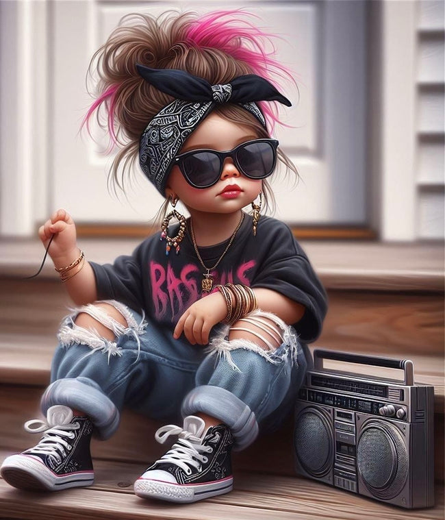 DIY Little Fashionista Paint By Numbers Oil Painting