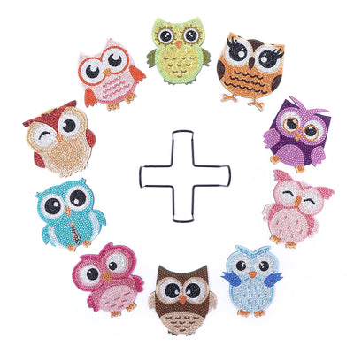 DIY Kids Owl Diamond Art Coasters - 10 Pack - Creative Serenity