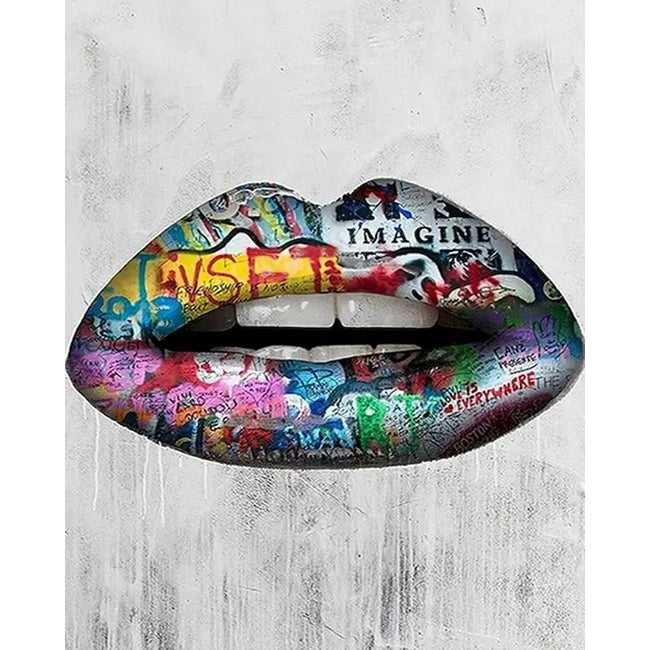 DIY Graffiti Lips Painting By Numbers Art - Creative Serenity
