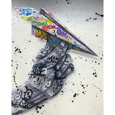 DIY Graffiti Paper Plane Painting By Numbers Art - Creative Serenity