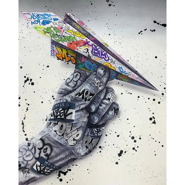 DIY Graffiti Paper Plane Painting By Numbers Art - Creative Serenity