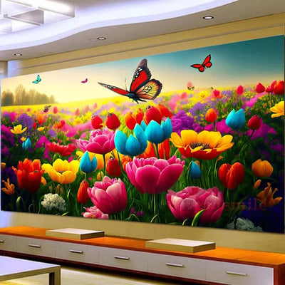 Large Butterflies Flowers 5D DIY Diamond Art Painting - Creative Serenity