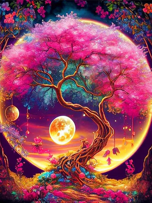 DIY Moon Tree 5D Diamond Art Painting 30x40cm - Creative Serenity