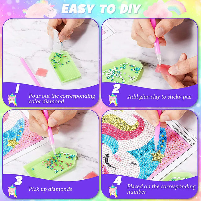 DIY Kids Unicorn Diamond Art Painting 15x15cm - Creative Serenity