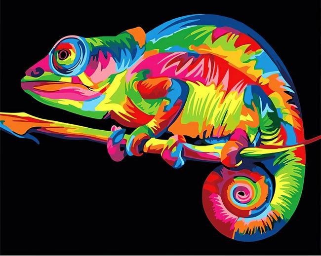DIY Rainbow Iguana Diamond Art Painting Animals - Creative Serenity