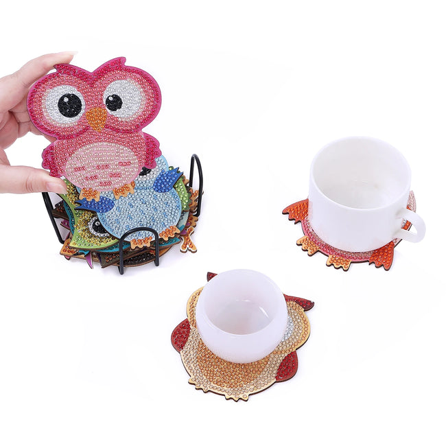 DIY Kids Owl Diamond Art Coasters - 10 Pack - Creative Serenity