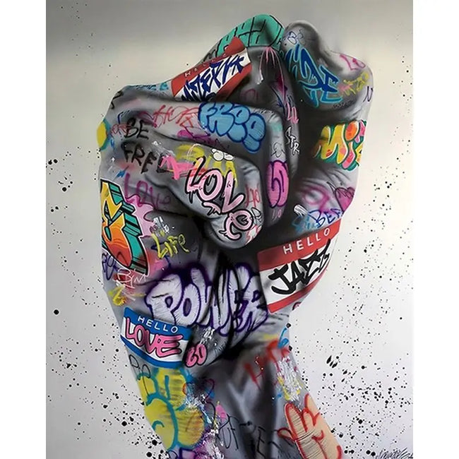 DIY Graffiti Fist Painting By Numbers Art - Creative Serenity