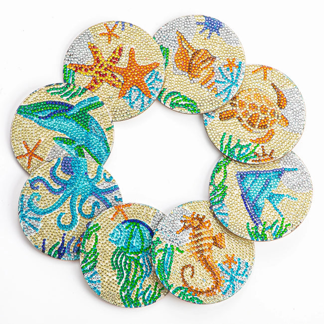 8 Pack - DIY Sea Diamond Art Coasters - Creative Serenity