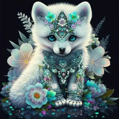 DIY White Fox Diamond Art Painting Kit 20x20cm - Creative Serenity