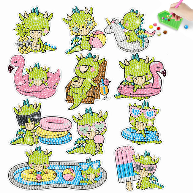 DIY Kids Dinosaur Diamond Art Stickers - Creative Serenity
