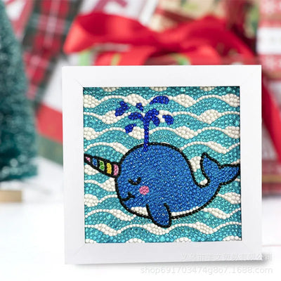 DIY Kids Whale Diamond Art Painting 15x15cm - Creative Serenity