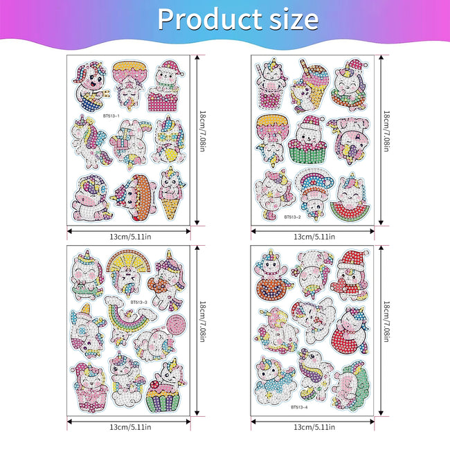 Kids Unicorn DIY Diamond Art Animal Stickers - Creative Serenity