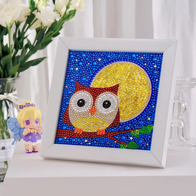 DIY Kids Owl Diamond Art Painting 15x15cm - Creative Serenity