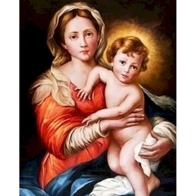 DIY Mary & Baby Jesus Oil Painting By Numbers Art - Creative Serenity