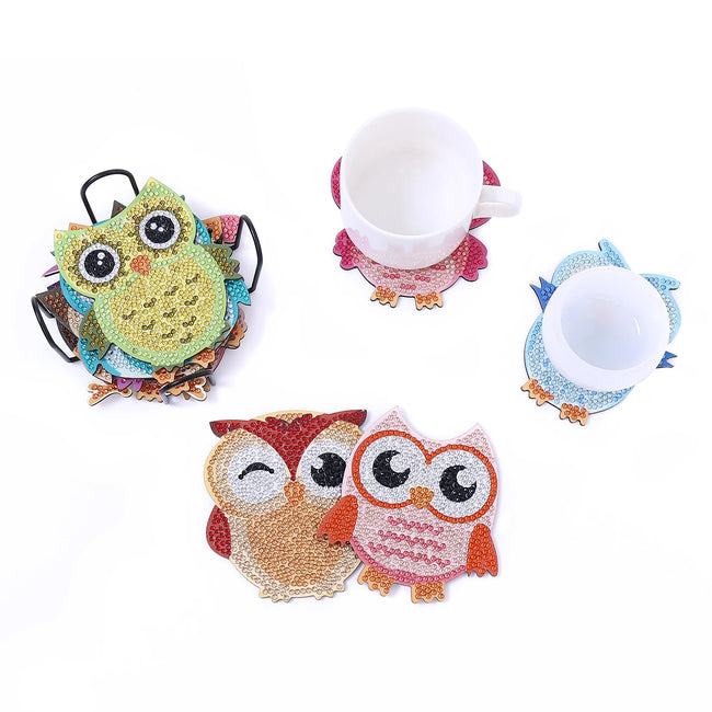 DIY Kids Owl Diamond Art Coasters - 10 Pack - Creative Serenity