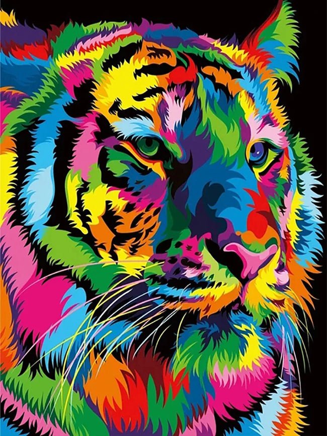 DIY Rainbow Tiger Diamond Art Painting Animals - Creative Serenity