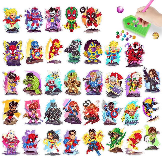 DIY Kids Superhero Diamond Art Stickers - Creative Serenity