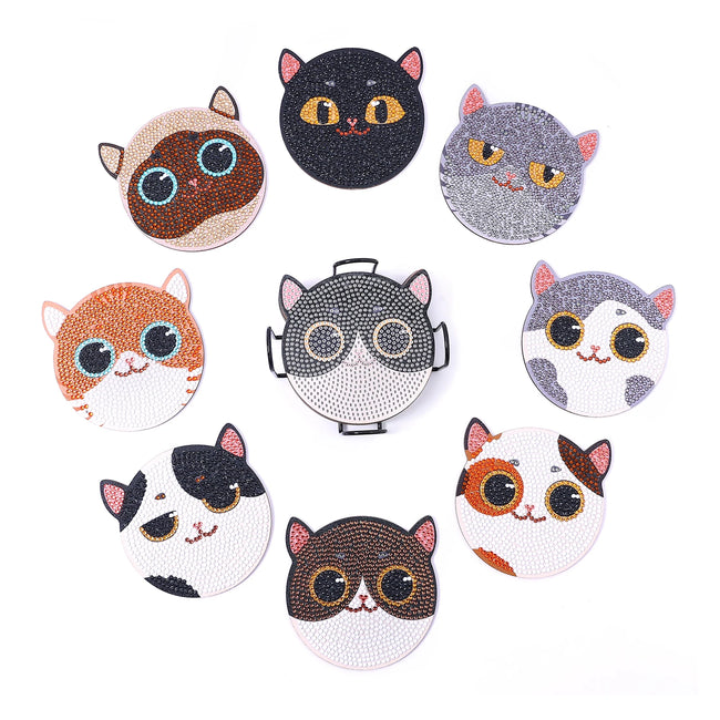 8 Pack - DIY Cat Diamond Art Coasters - Creative Serenity