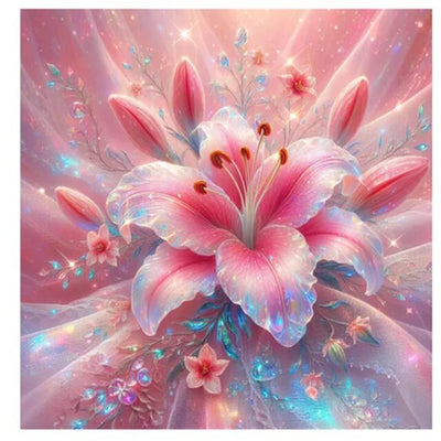 Large Pink Lily Flower 5D Diamond Art Painting - Creative Serenity
