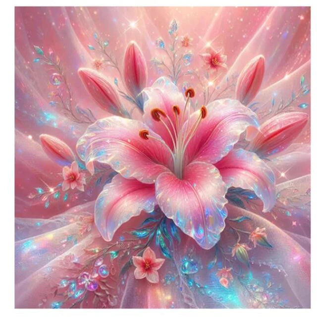 Large Pink Lily Flower 5D Diamond Art Painting - Creative Serenity