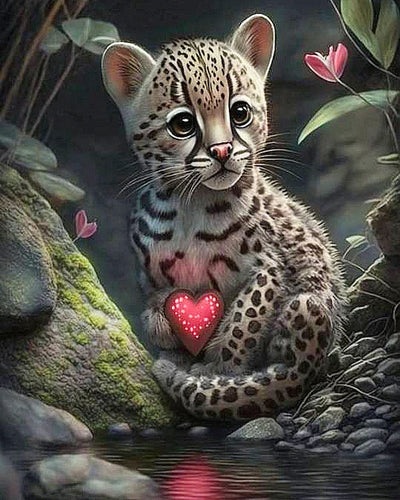 Large Baby Leopard DIY Animal Diamond Art Painting - Creative Serenity