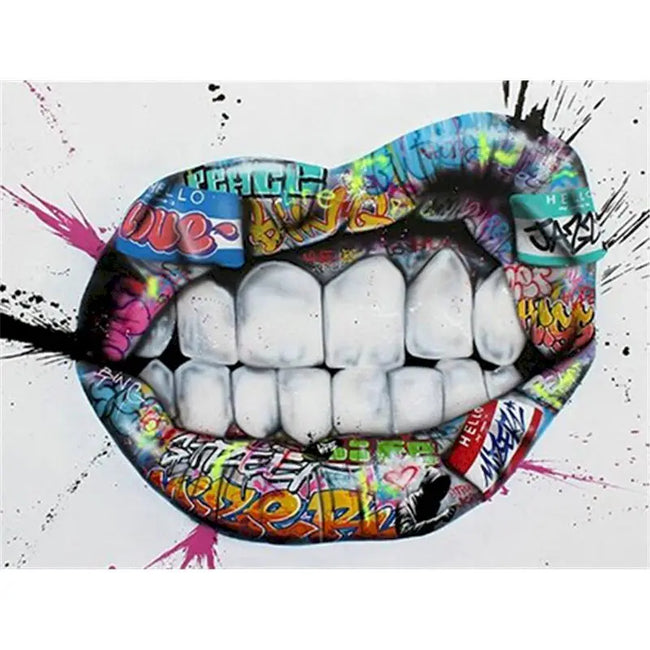 DIY Graffiti Teeth Painting By Numbers Art - Creative Serenity