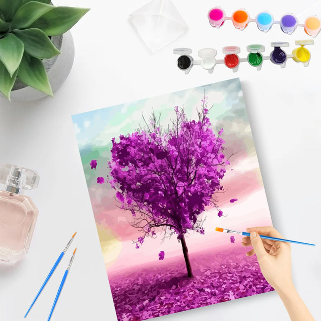 DIY Heart Tree Painting By Numbers Art - Creative Serenity