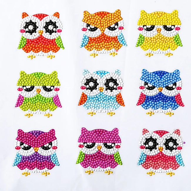 DIY Kids Owls Diamond Art Stickers - Creative Serenity