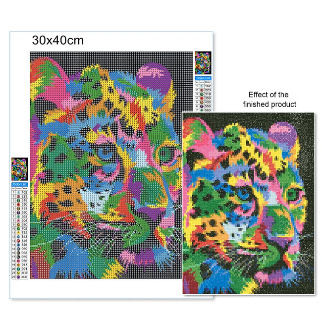 DIY Rainbow Leopard Diamond Art Painting Animals - Creative Serenity